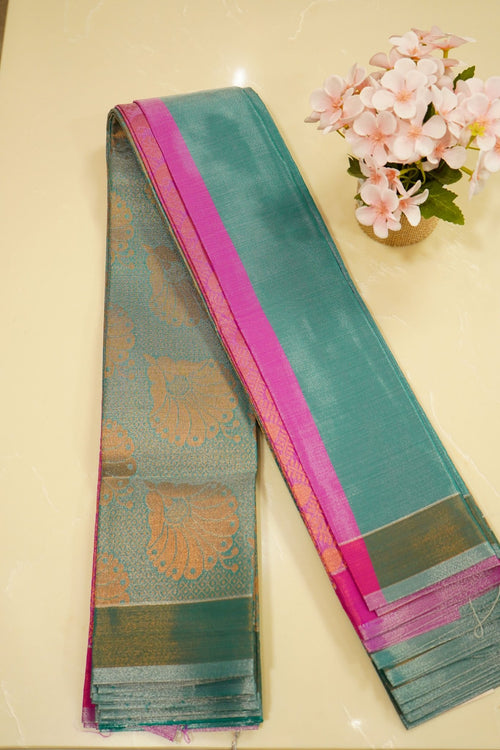 Aqua Blush – Semi Kanchipuram Silk Saree - Thoranam Sarees