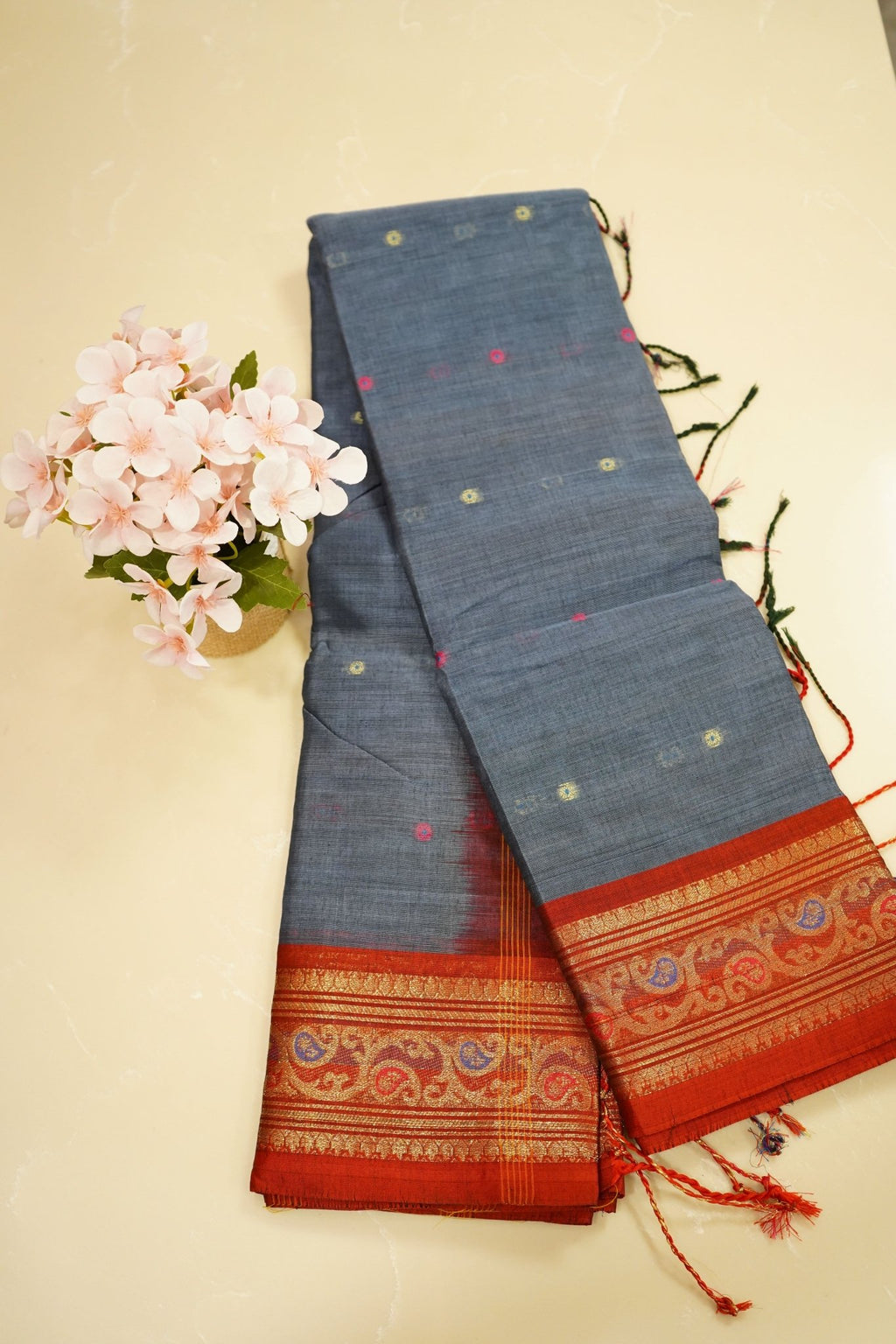 Ashwood Grace – Bengali Cotton with Zari Border - Thoranam Sarees