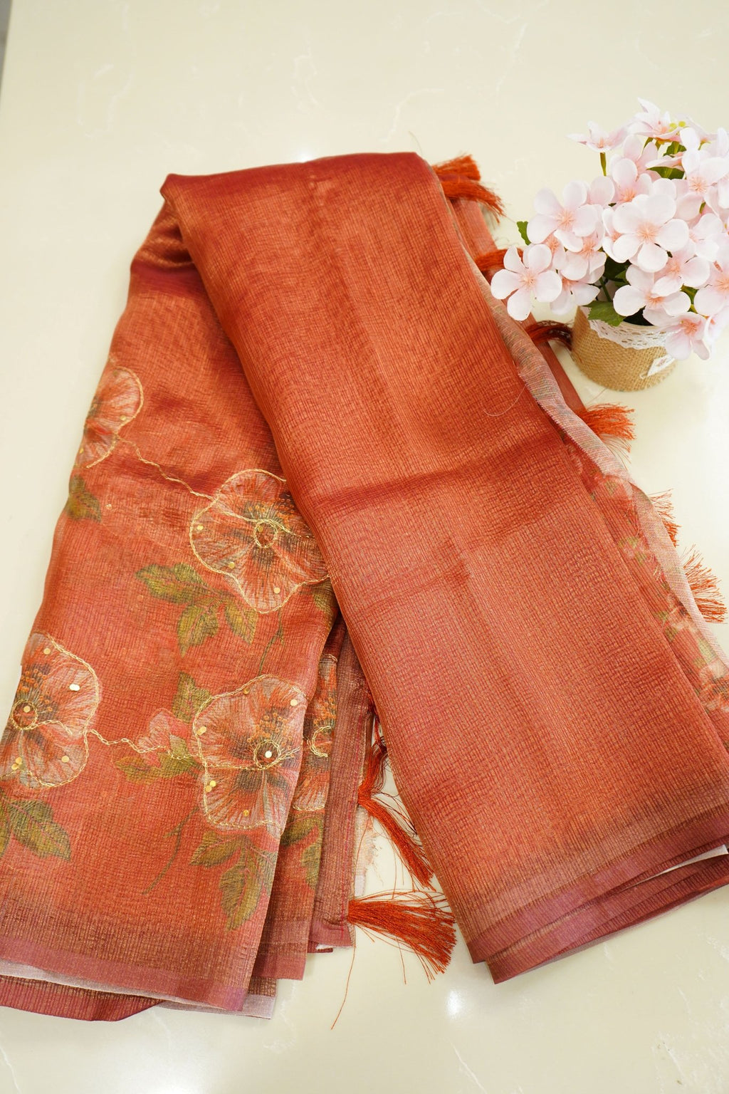 Autumn Blossom – Neem Silk Saree - Thoranam Sarees
