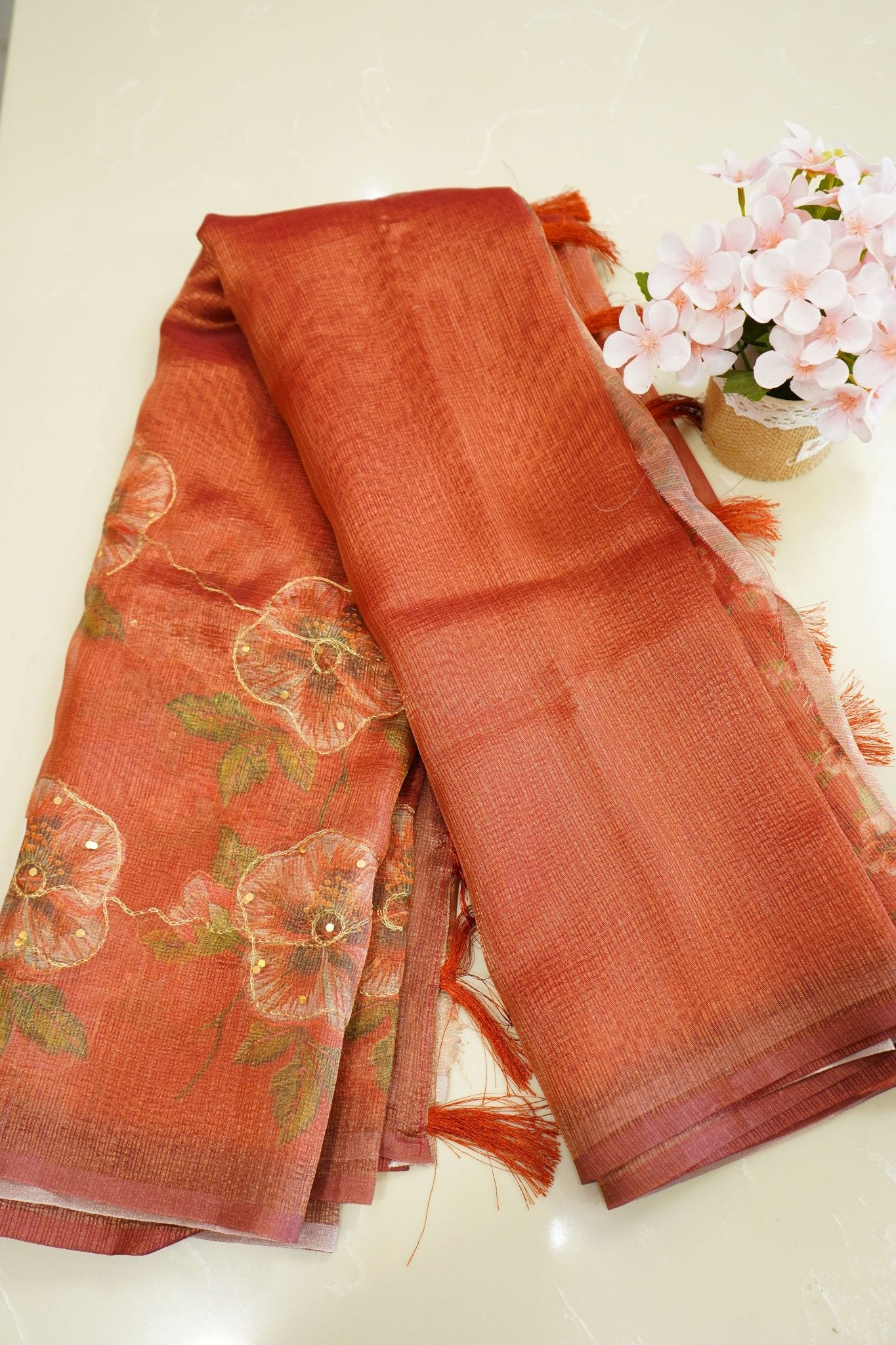 Autumn Blossom – Neem Silk Saree - Thoranam Sarees