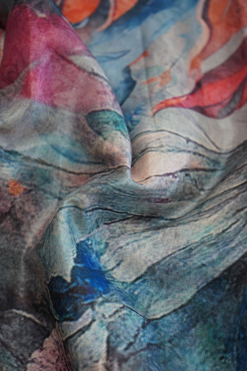 Azure Bloom – Cotton Silk Saree - Thoranam Sarees