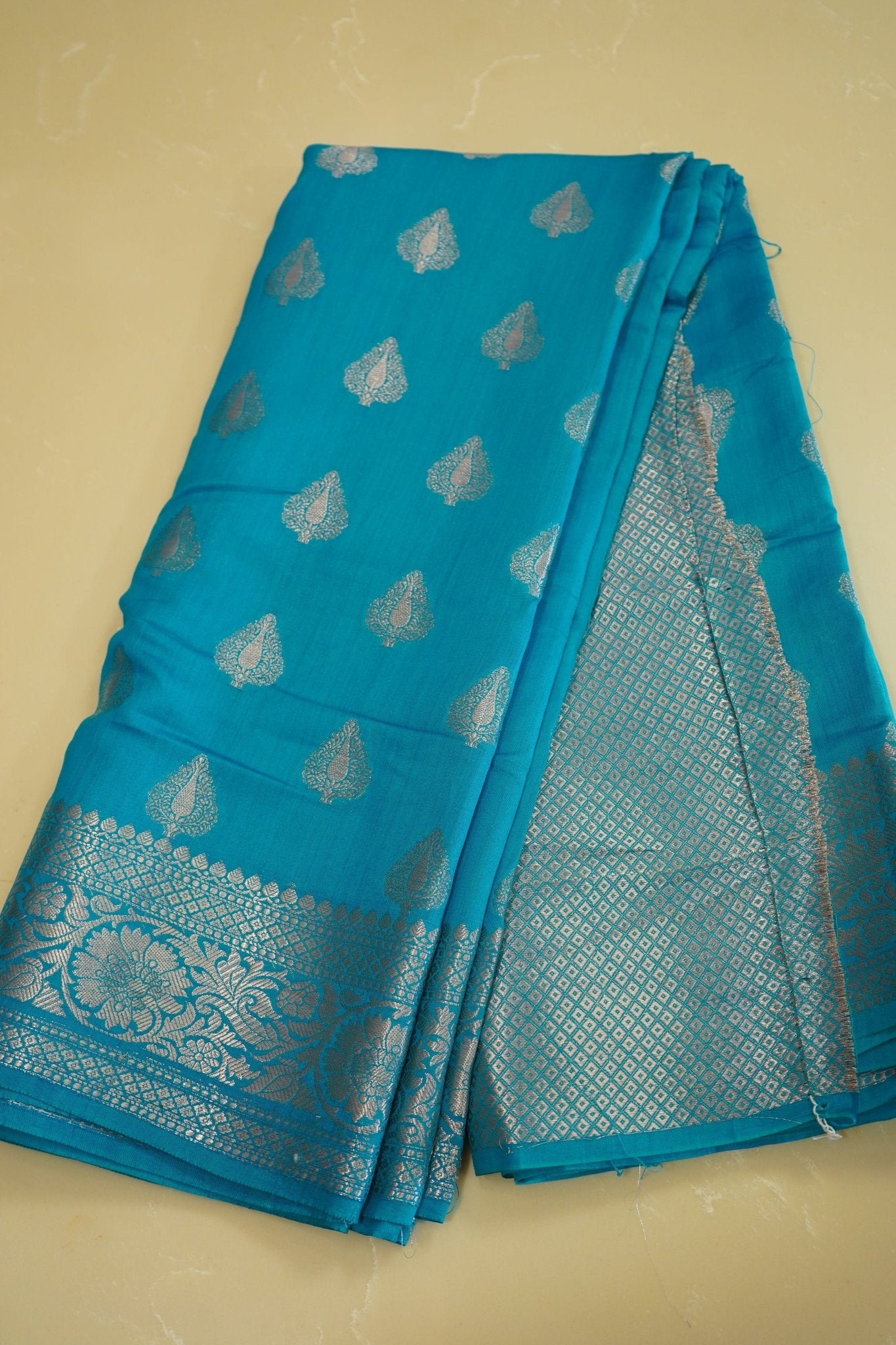 Azure Grace – Chinyan Cotton Saree - Thoranam Sarees