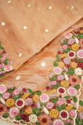 Blush Blossom – Crushed Pure Organza Saree - Thoranam Sarees