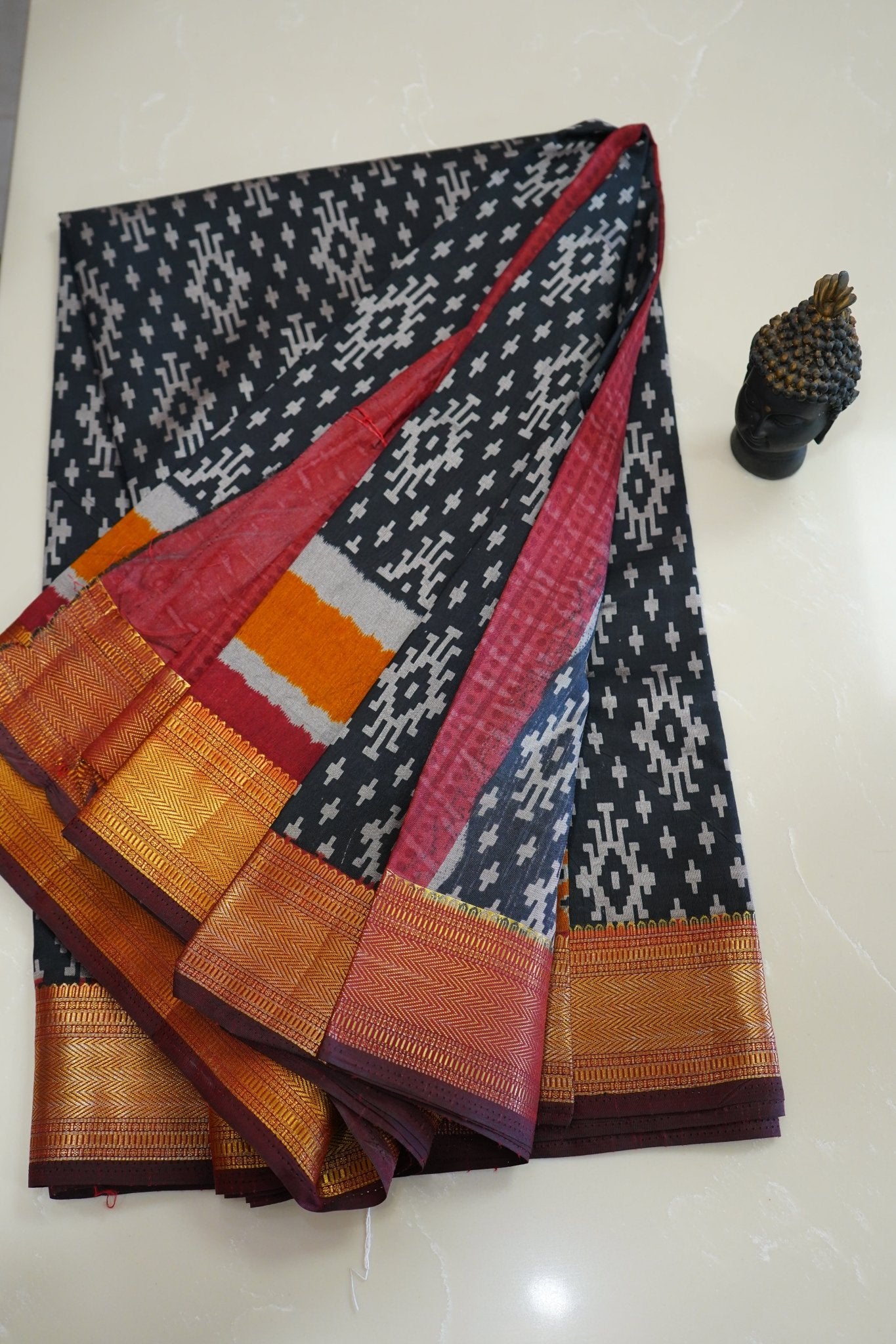 Charcoal Ikat – Premium Fancy Saree - Thoranam Sarees