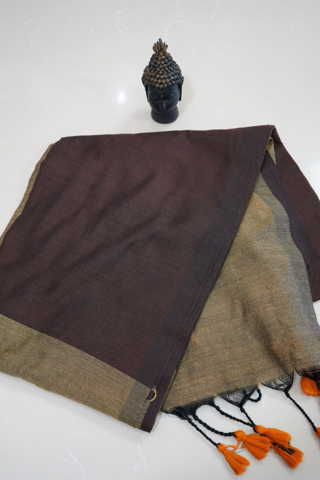 Earth Mocha – Mul Cotton Saree - Thoranam Sarees