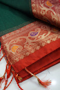 Emerald Heritage – Bengali Cotton with Zari Border - Thoranam Sarees