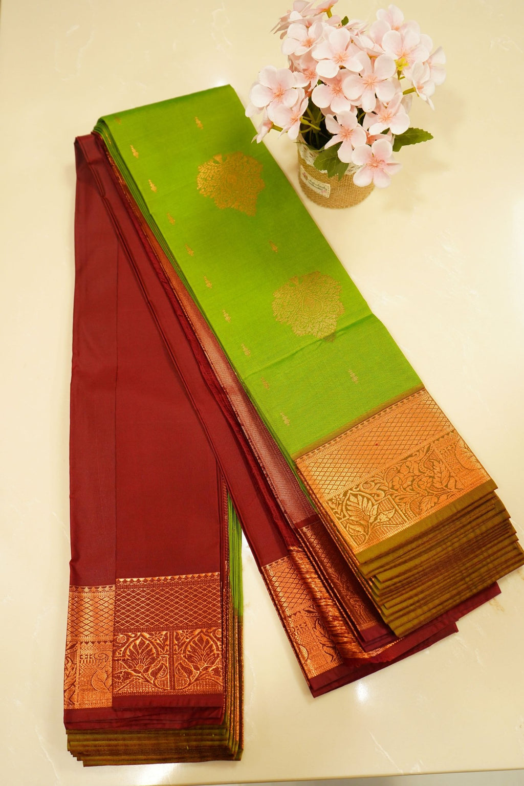 Emerald Heritage – Semi Kanchipuram Silk Saree - Thoranam Sarees