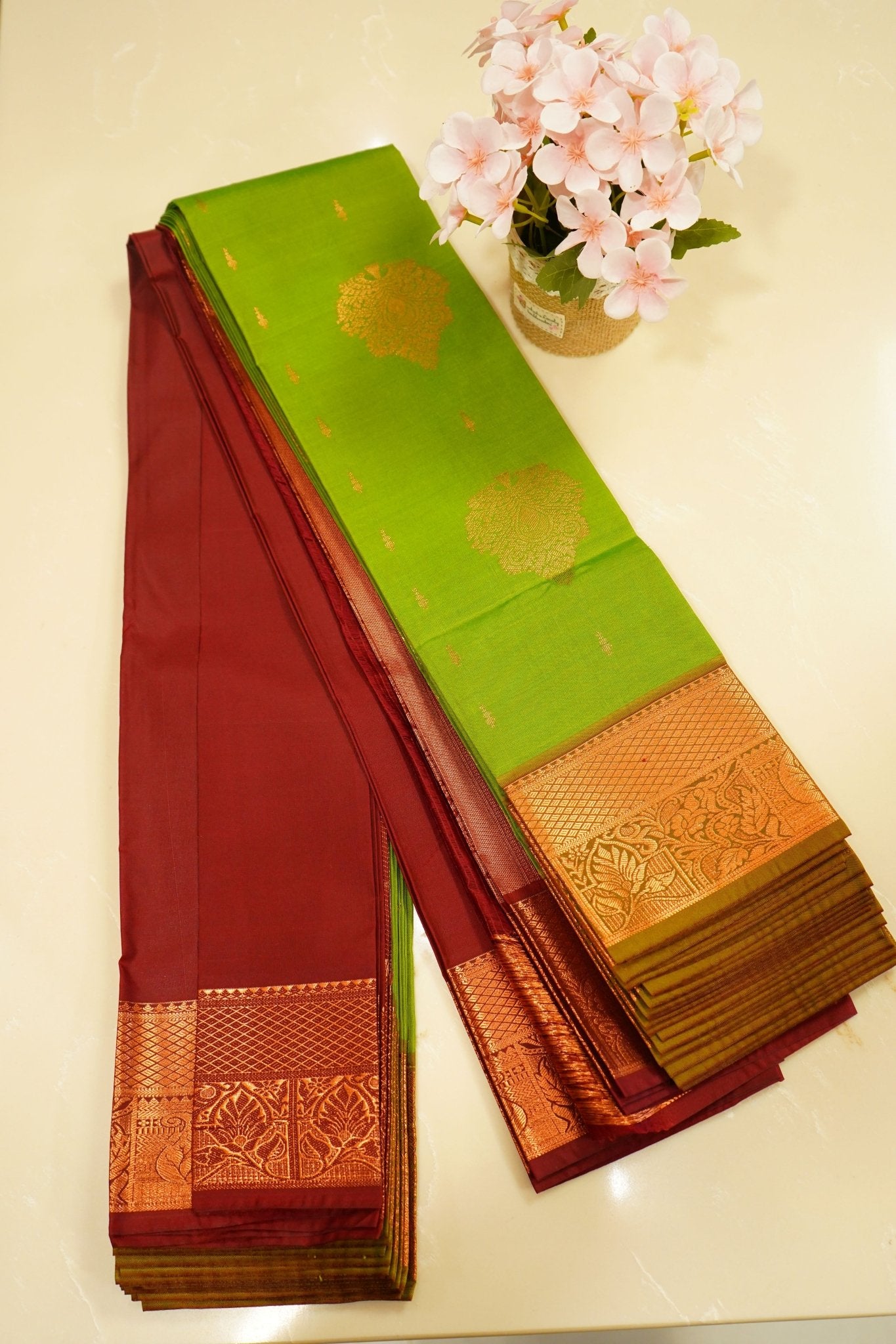 Emerald Heritage – Semi Kanchipuram Silk Saree - Thoranam Sarees