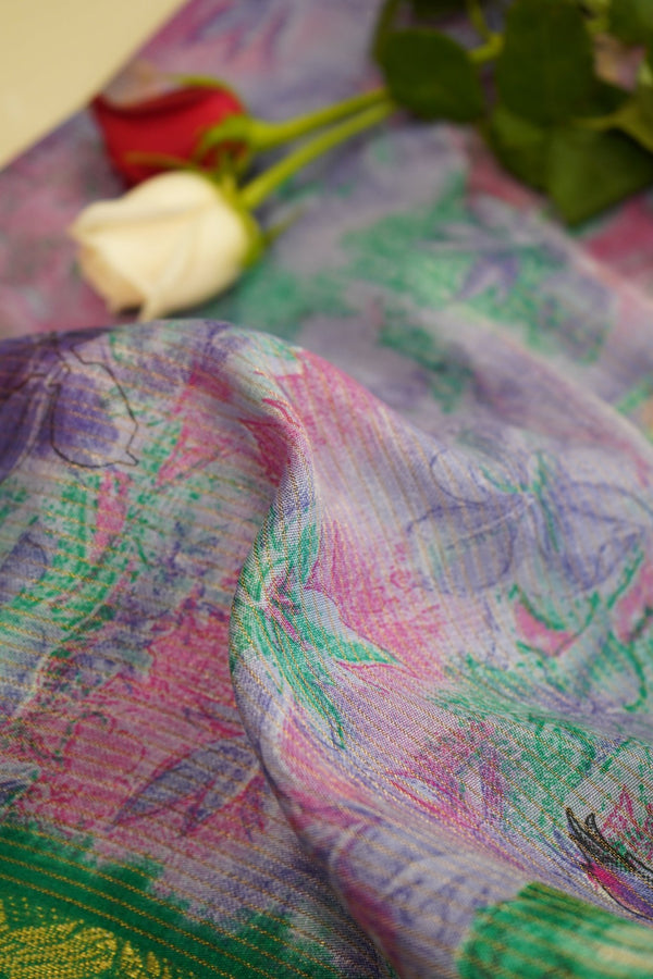 Emerald Lavender – Premium Fancy Saree - Thoranam Sarees