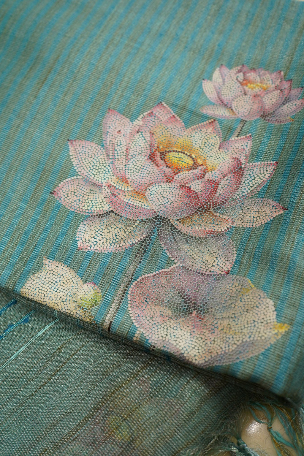 Lotus Breeze – Premium Linen Fancy Saree - Thoranam Sarees