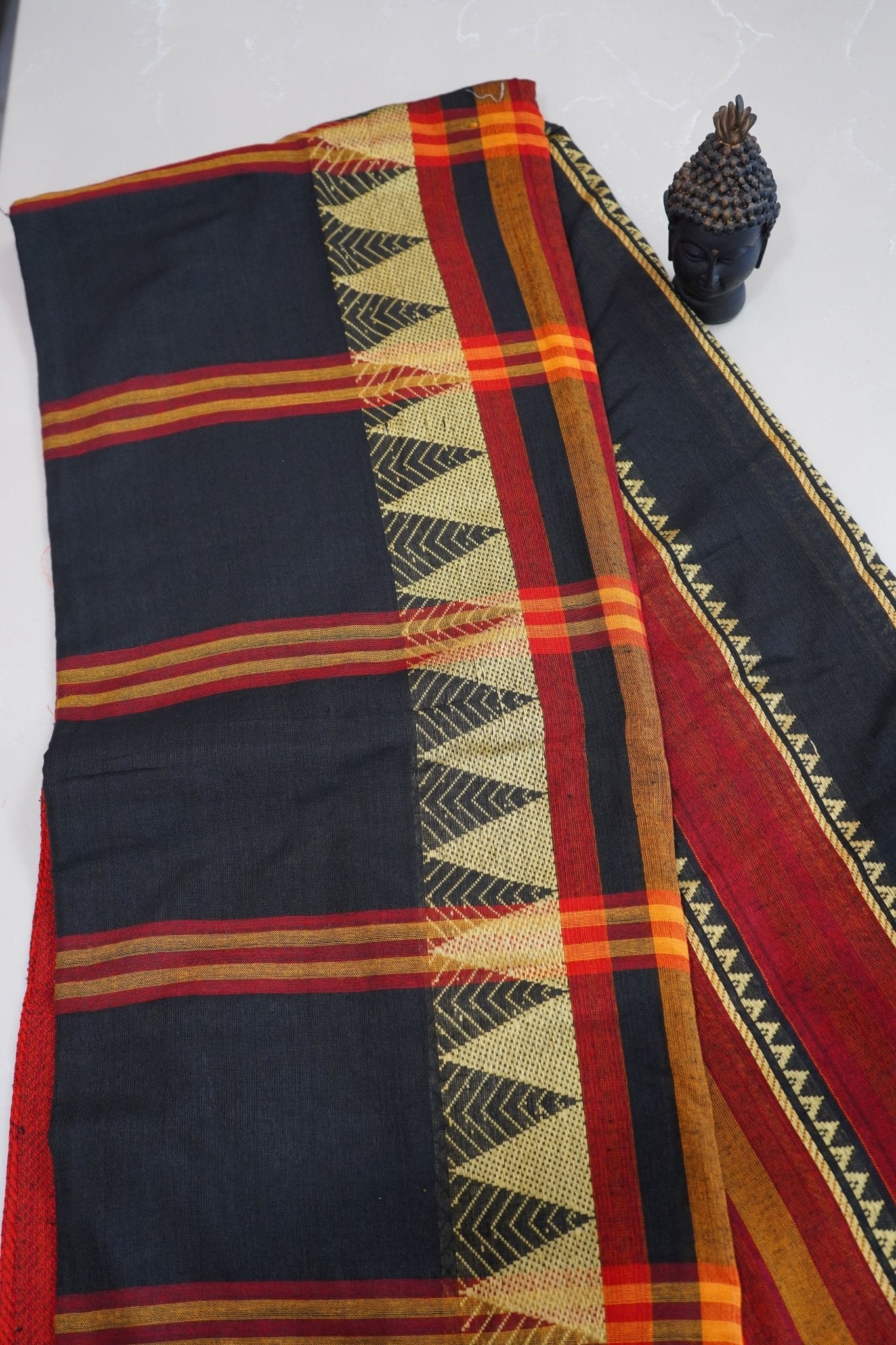 Midnight Heritage – Mal Mal Cotton Saree - Thoranam Sarees