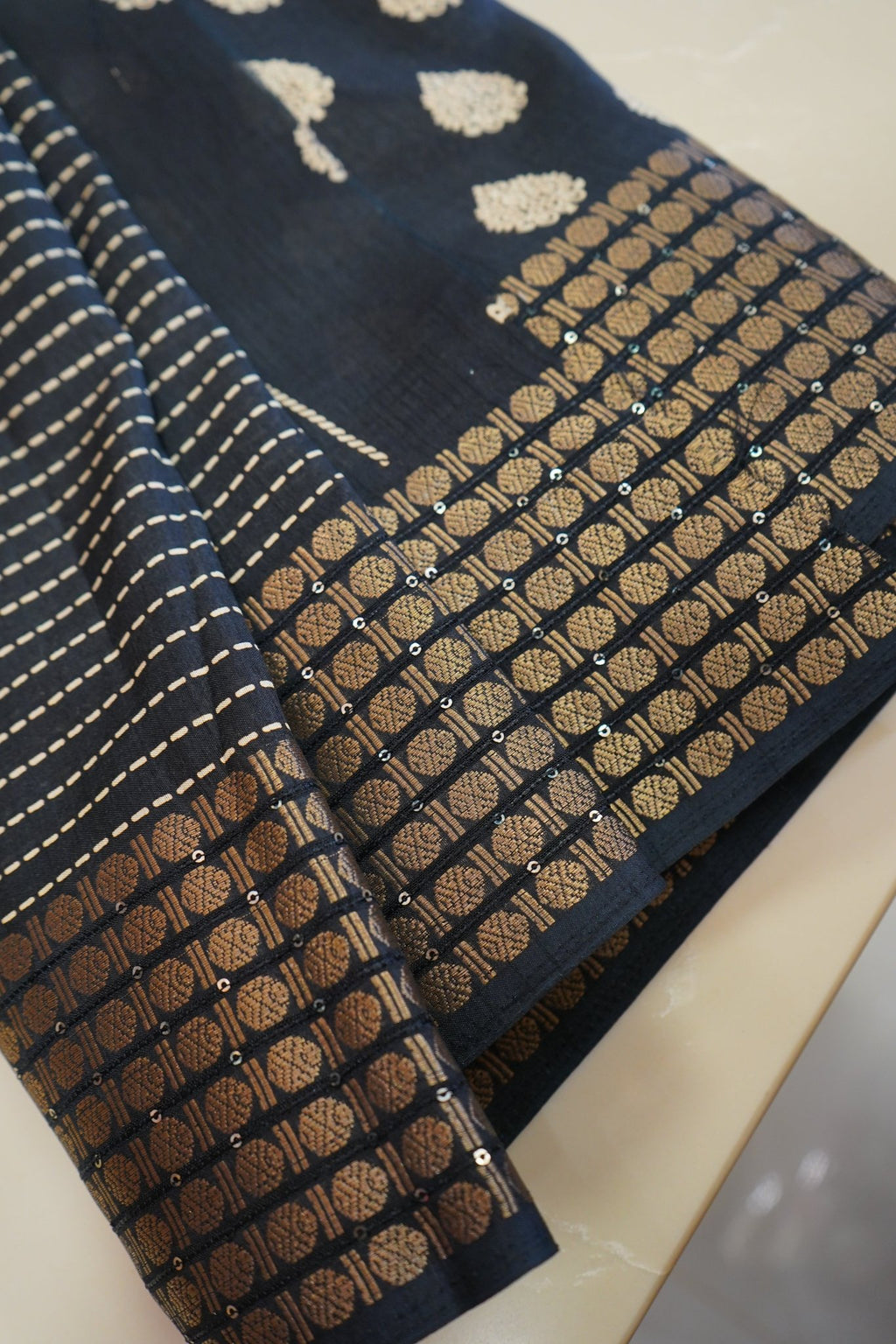 Midnight Stripes – Premium Fancy Saree - Thoranam Sarees