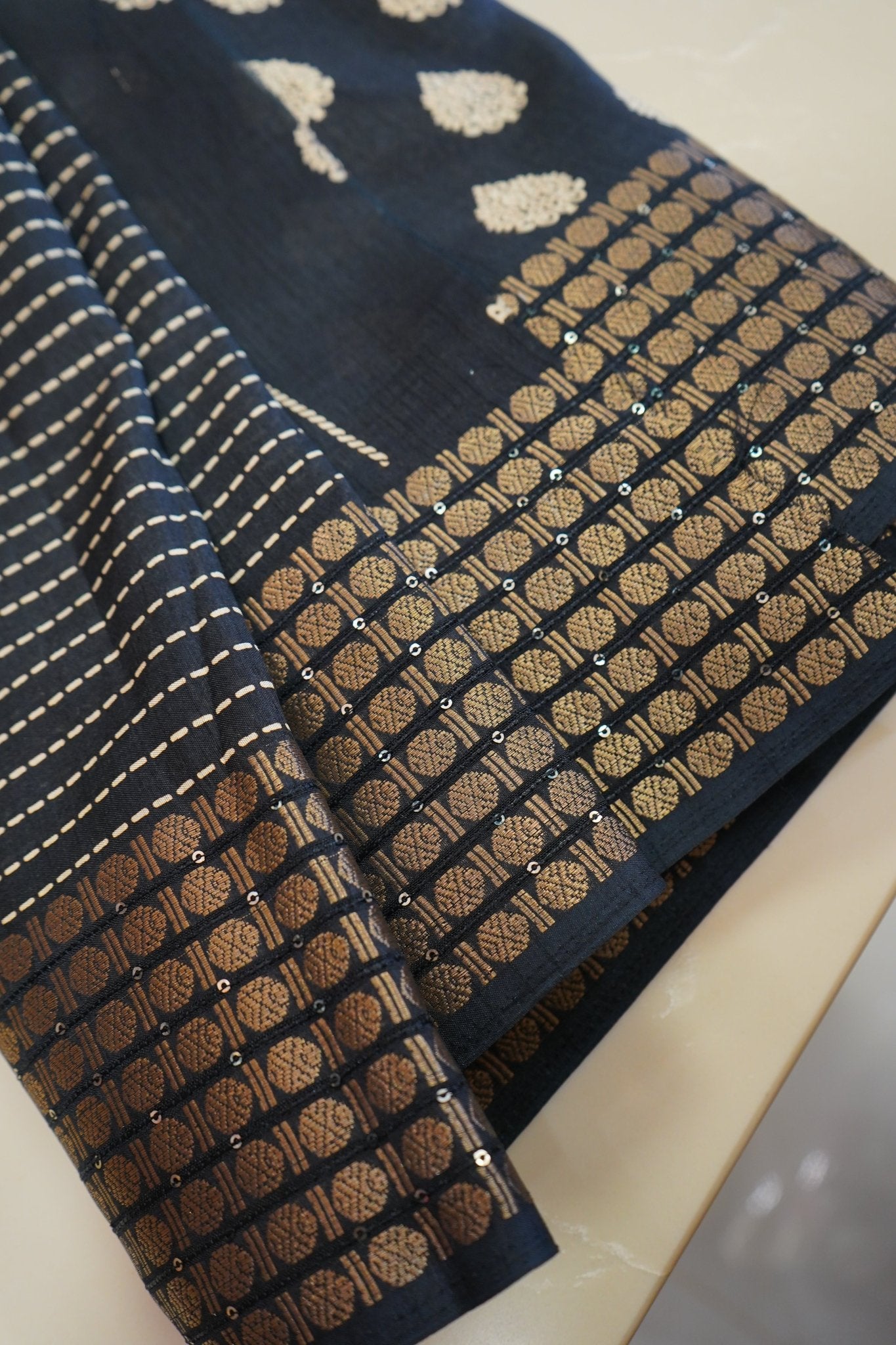 Midnight Stripes – Premium Fancy Saree - Thoranam Sarees