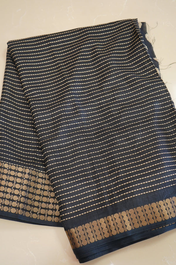 Midnight Stripes – Premium Fancy Saree - Thoranam Sarees