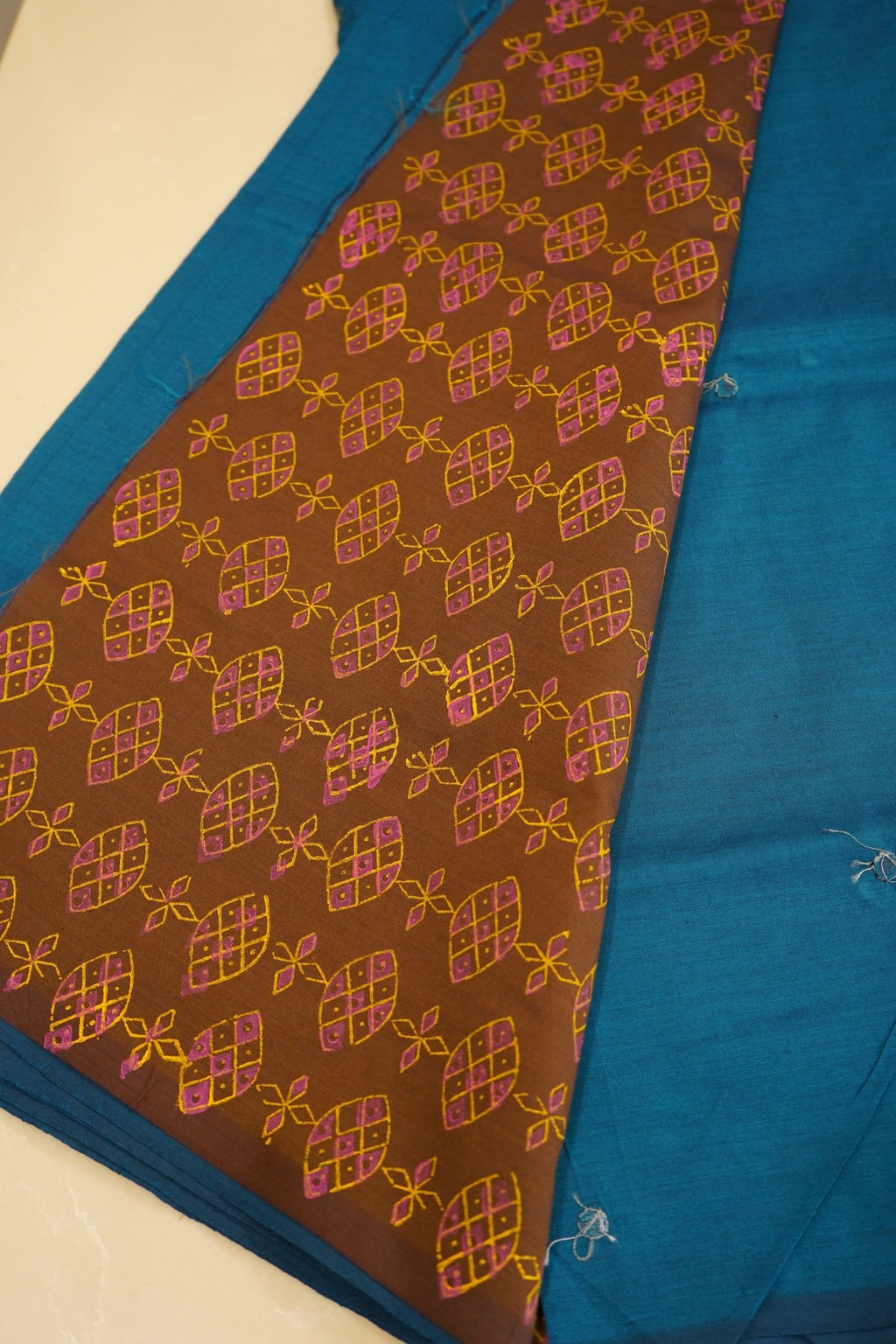 Midnight Teal – Semi Silk Cotton Saree - Thoranam Sarees