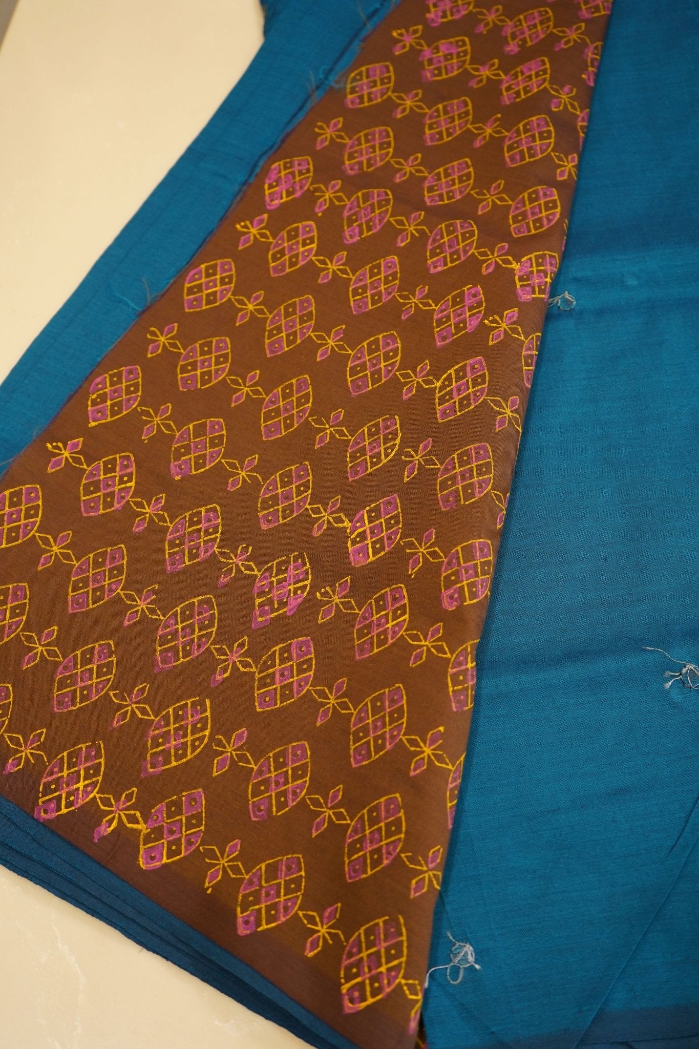 Midnight Teal – Semi Silk Cotton Saree - Thoranam Sarees