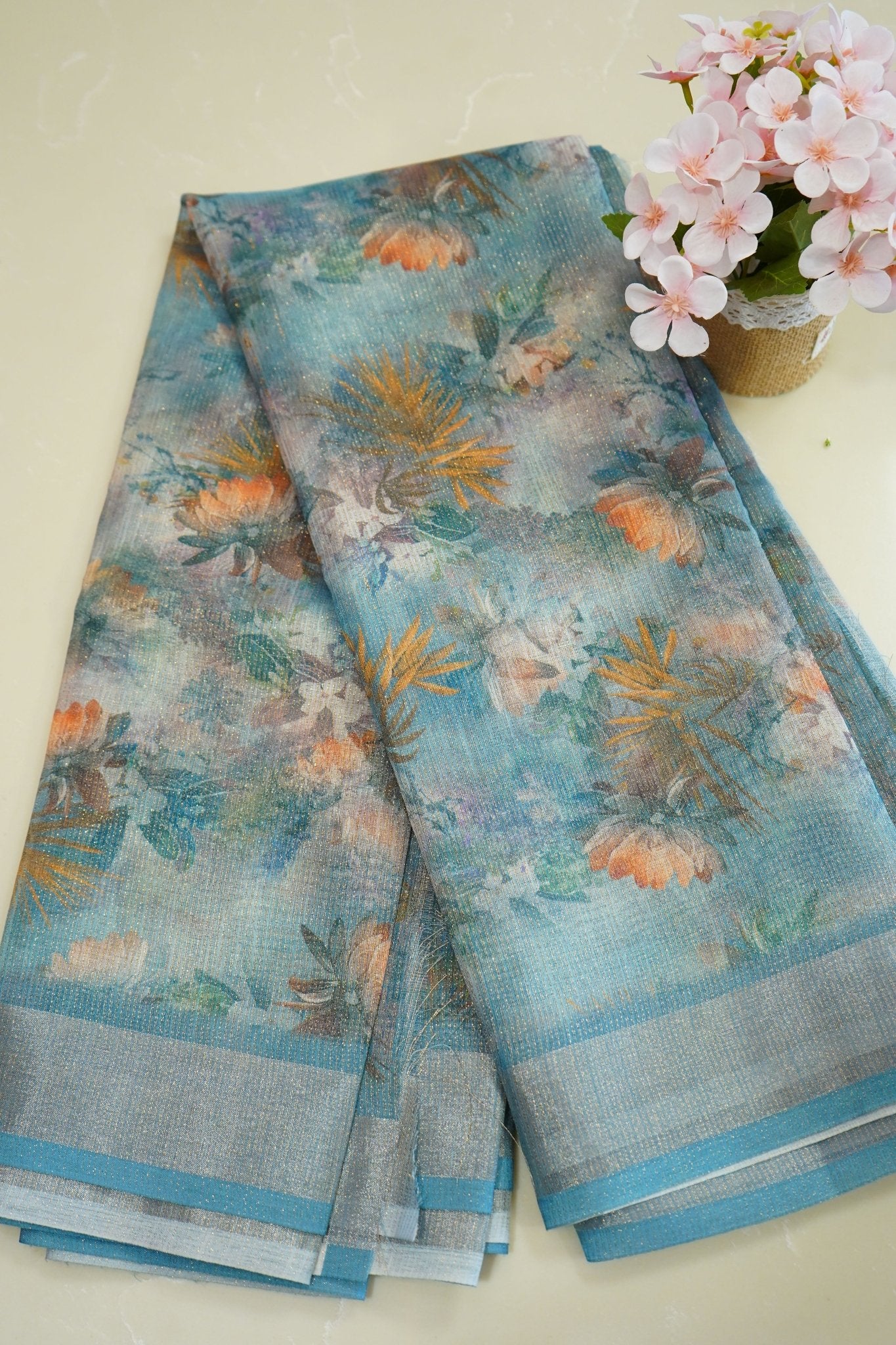 Misty Bloom – Cotton Silk Saree - Thoranam Sarees