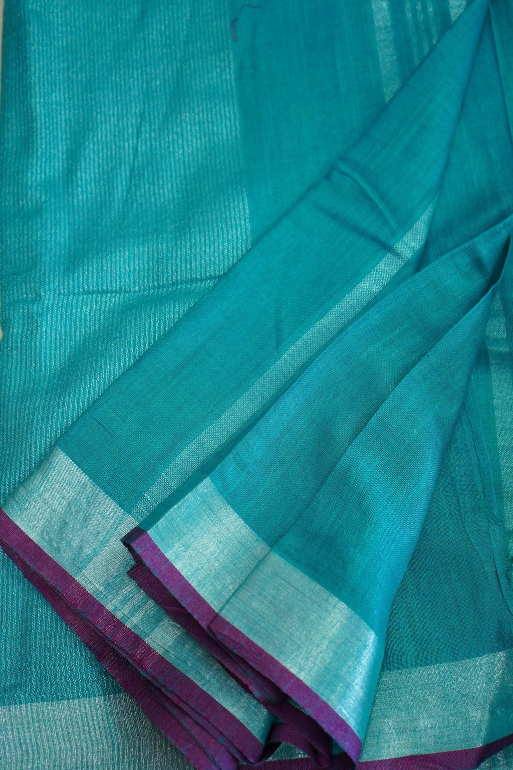 Ocean Bloom – Linen Cotton Saree - Thoranam Sarees