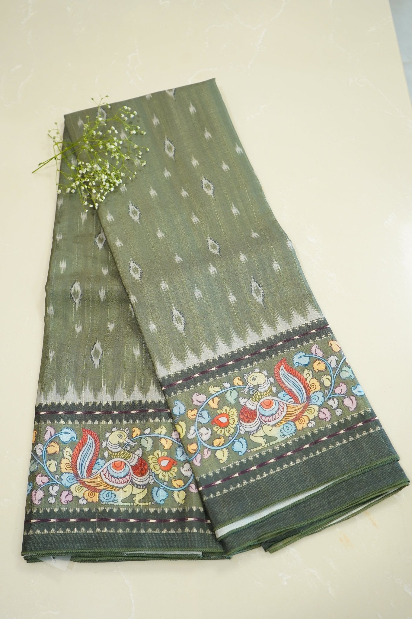 Peacock Grove – Semi Tussar Saree - Thoranam Sarees