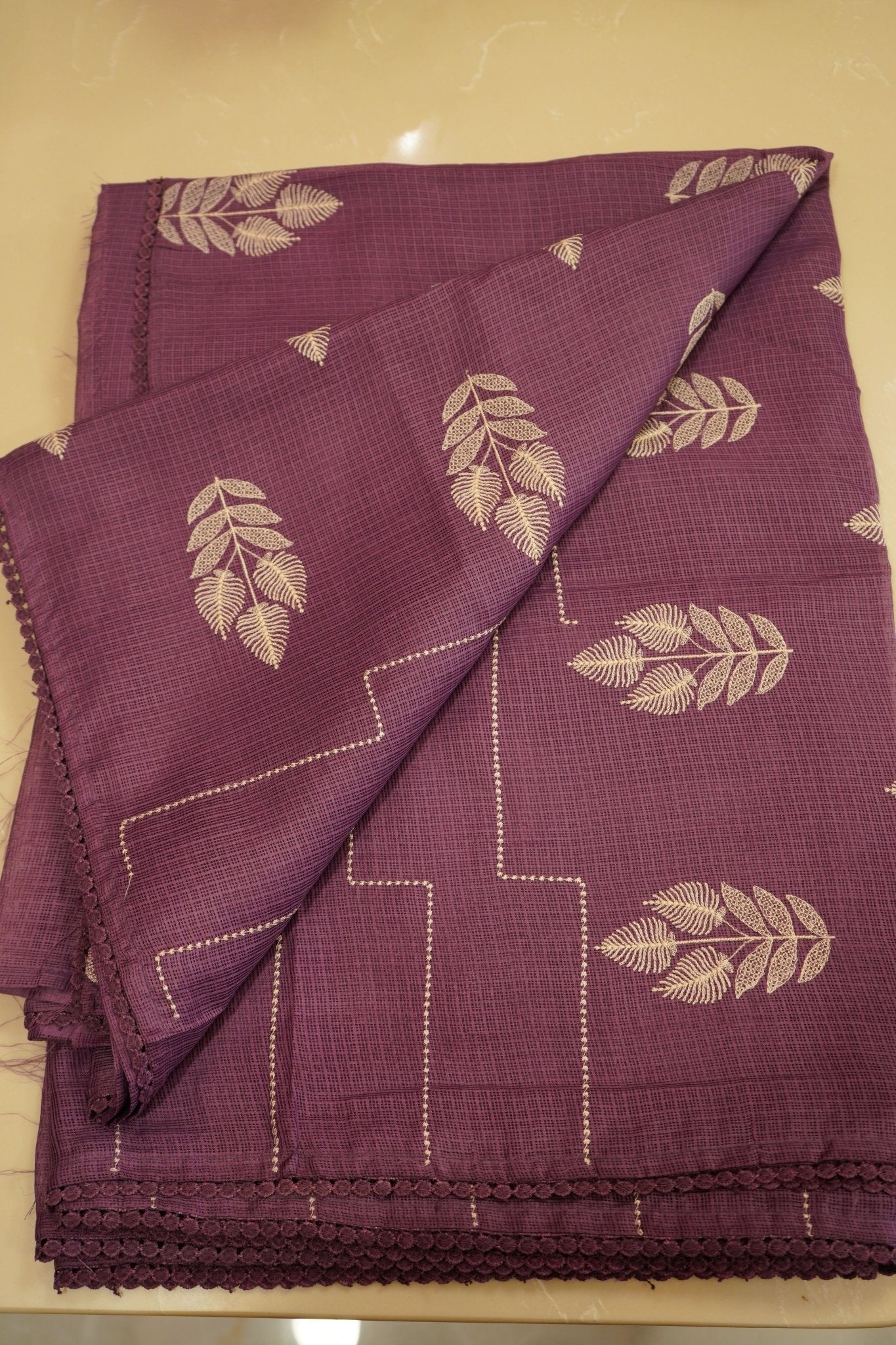 Plum Leaf – Premium Fancy Kotta Saree - Thoranam Sarees