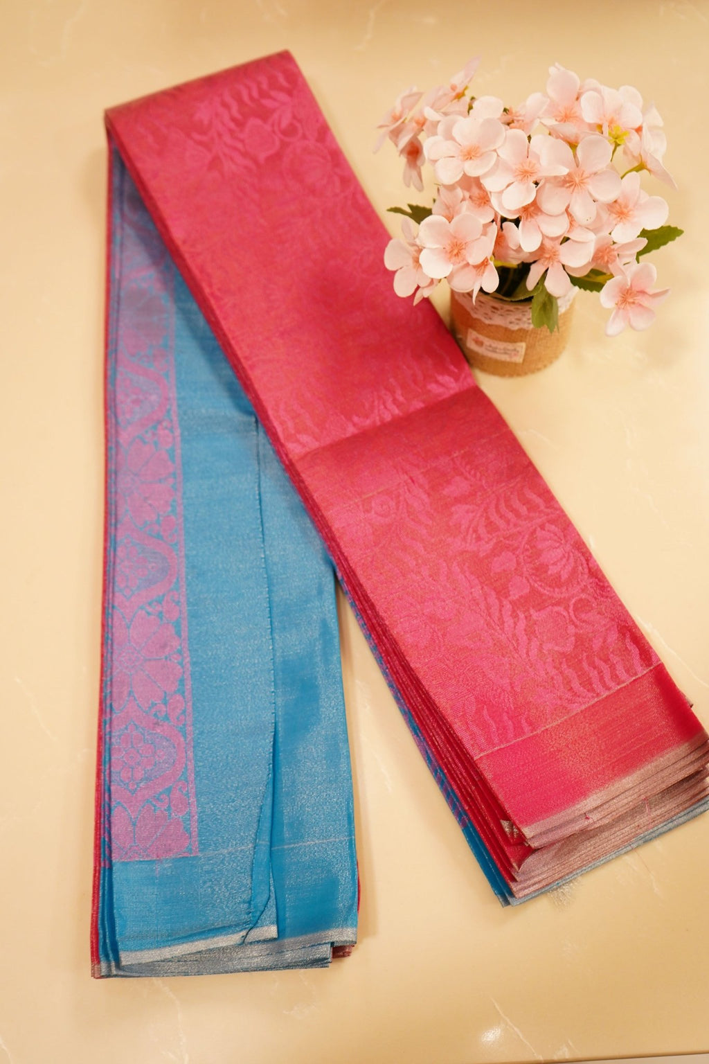 Rose Mist – Semi Tissue Saree - Thoranam Sarees