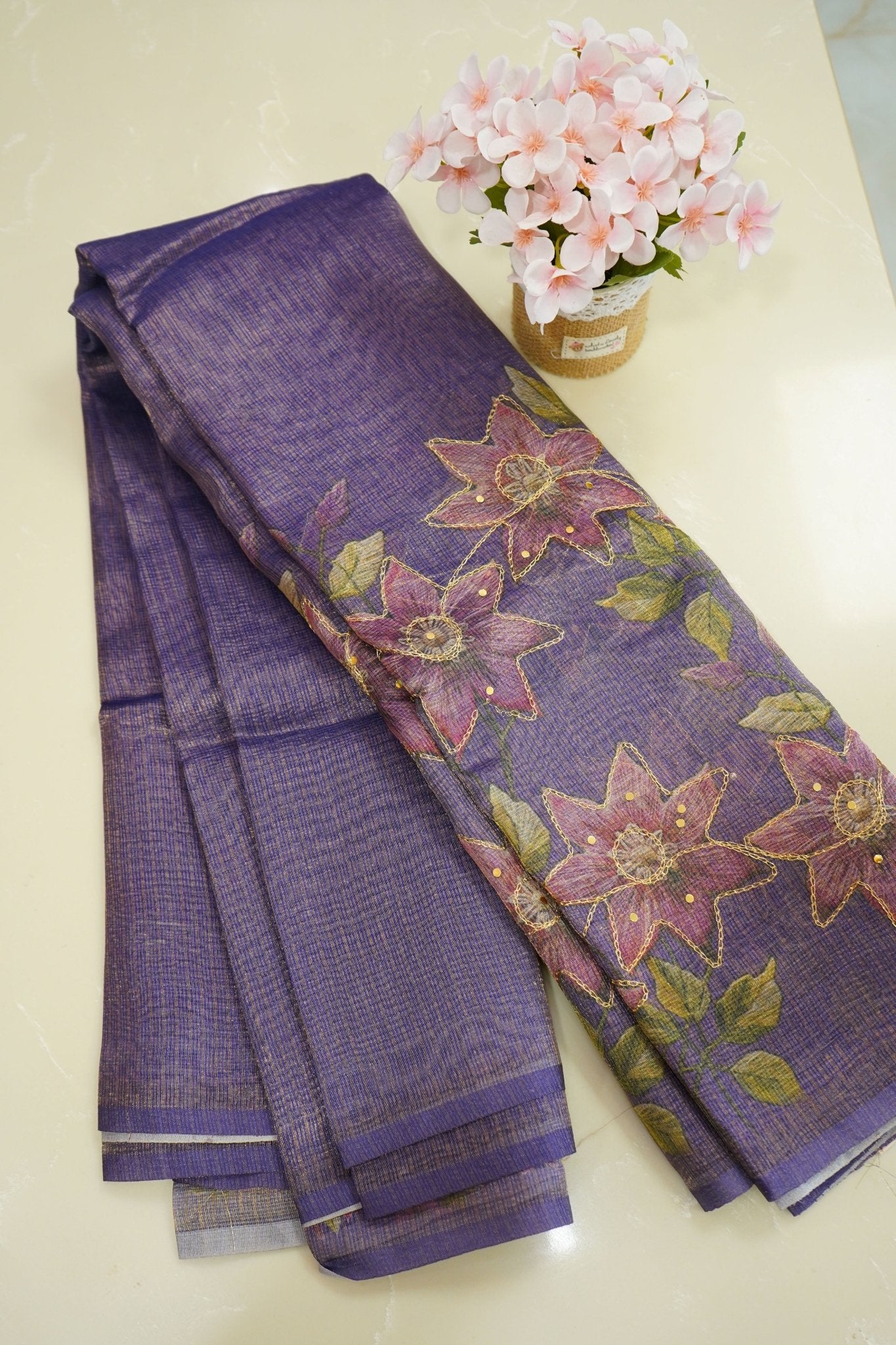 Royal Blossom – Neem Silk Saree - Thoranam Sarees