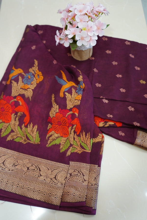 Royal Plum Blossom – Premium Fancy Saree - Thoranam Sarees