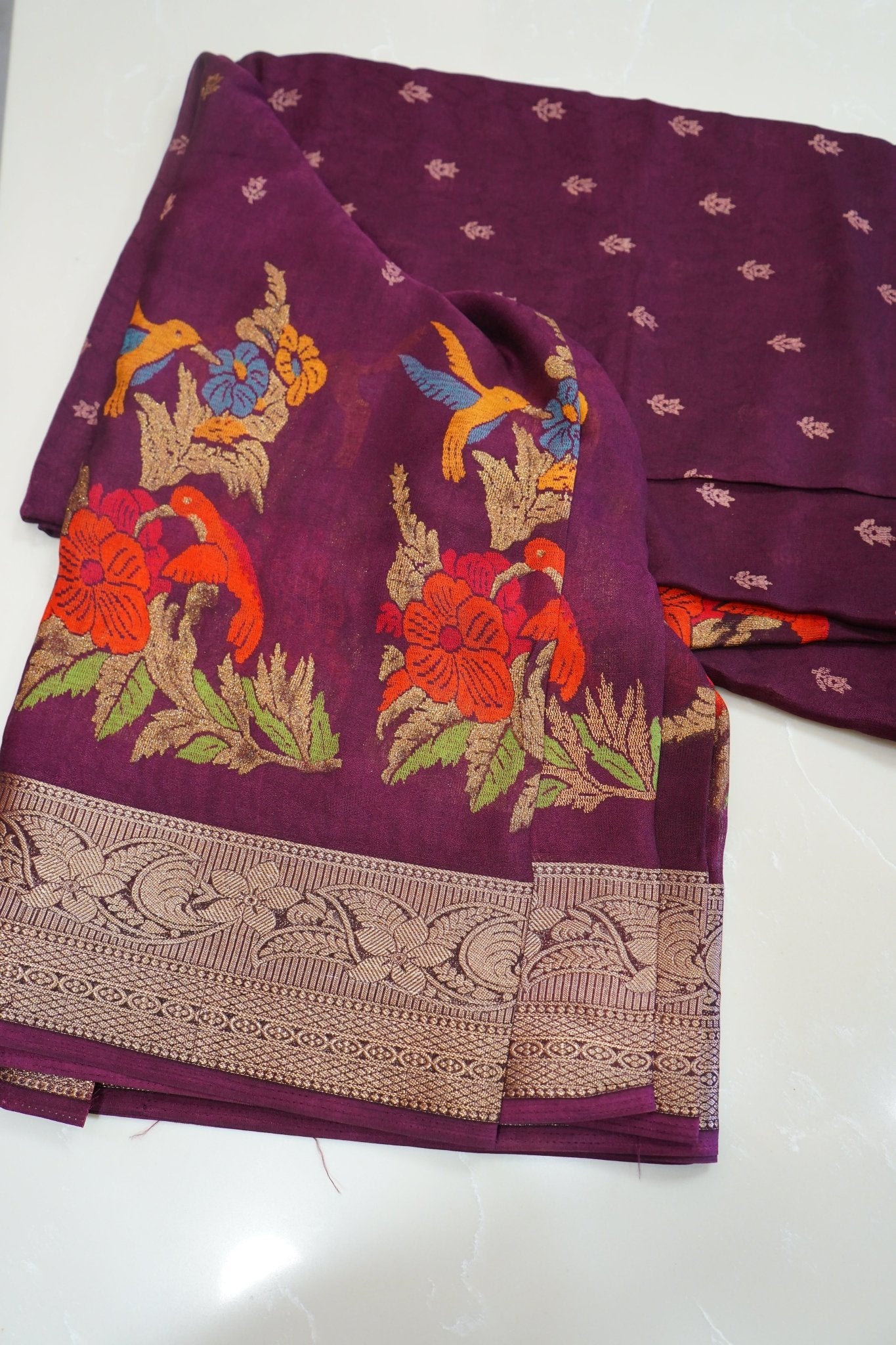 Royal Plum Blossom – Premium Fancy Saree - Thoranam Sarees