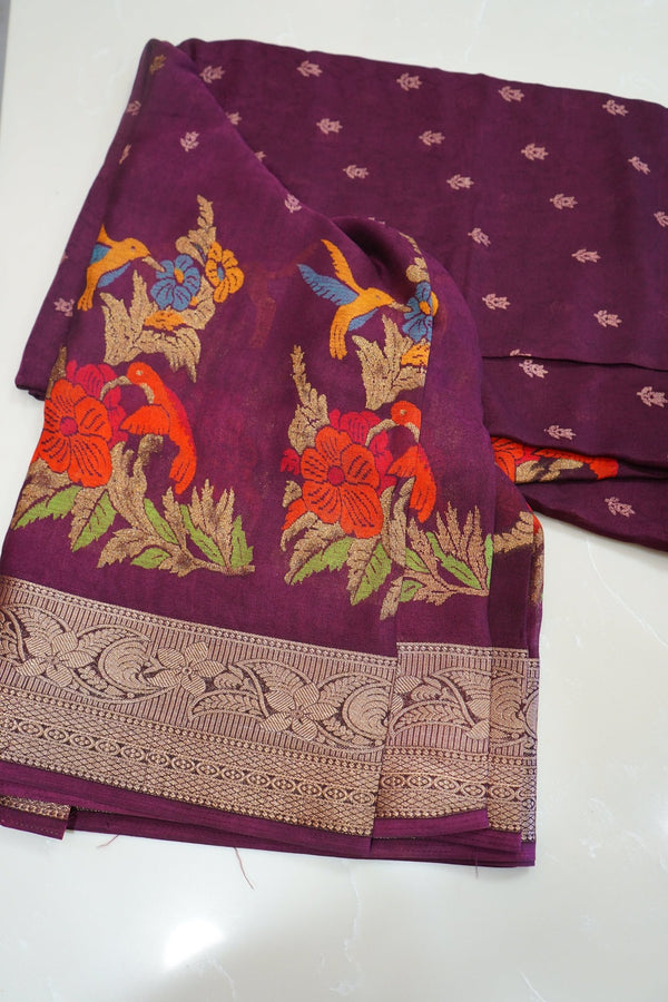 Royal Plum Blossom – Premium Fancy Saree - Thoranam Sarees