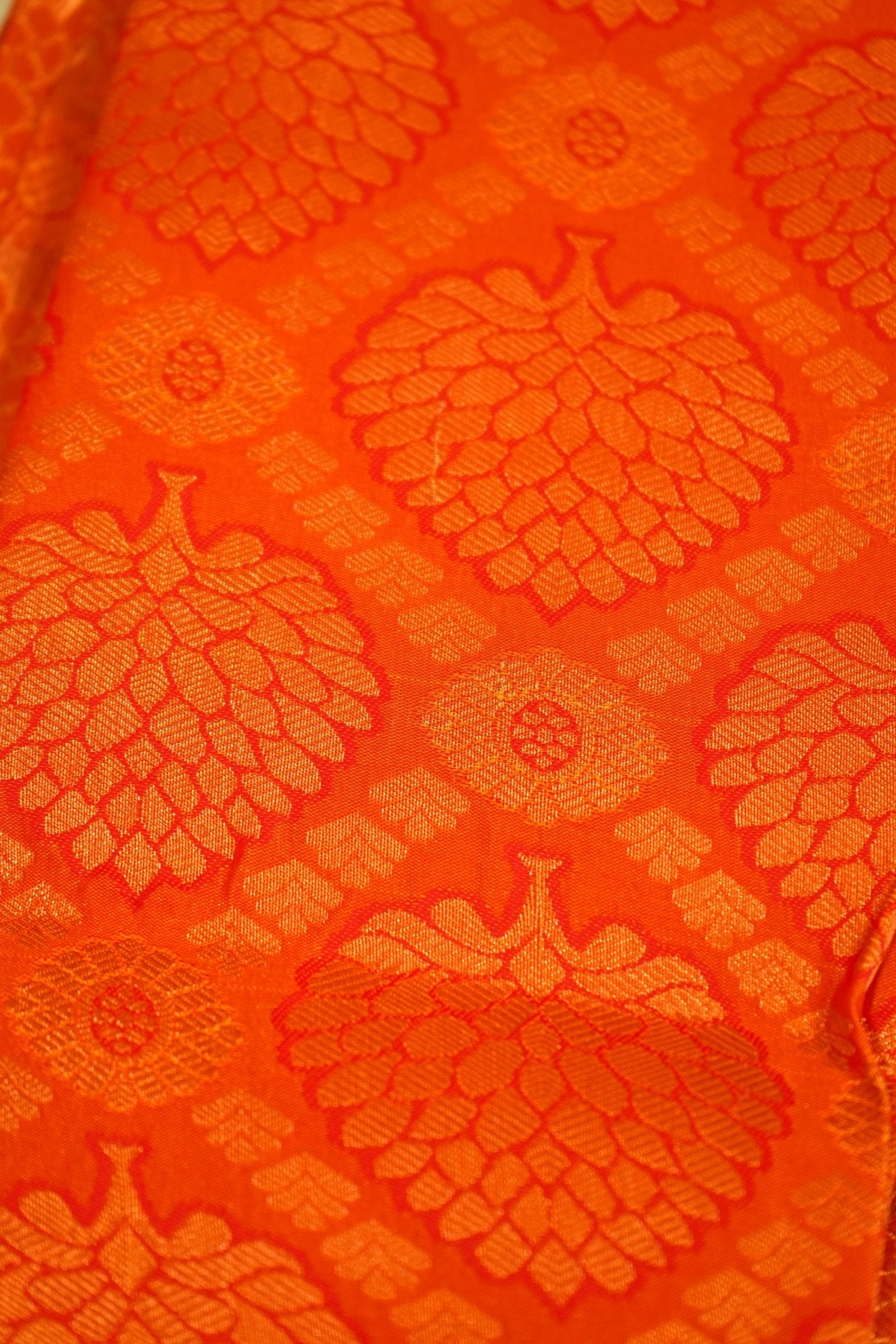 Saffron Royale – Semi Kanchipuram Silk Saree - Thoranam Sarees