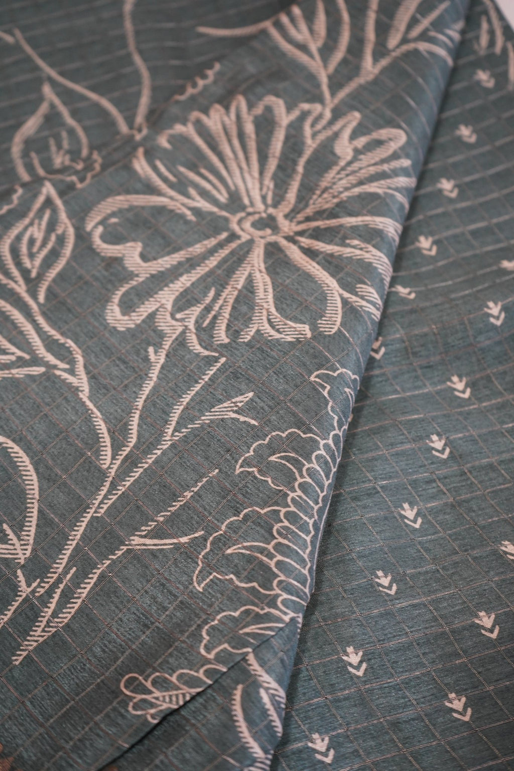 Sage Blossom – Premium Semi Cotton Saree - Thoranam Sarees