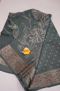Sage Blossom – Premium Semi Cotton Saree - Thoranam Sarees