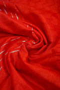 Scarlet Glow – Linen Cotton Saree - Thoranam Sarees