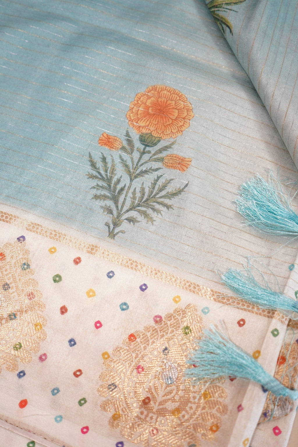 Sky Bloom – Premium Semi Cotton Saree - Thoranam Sarees