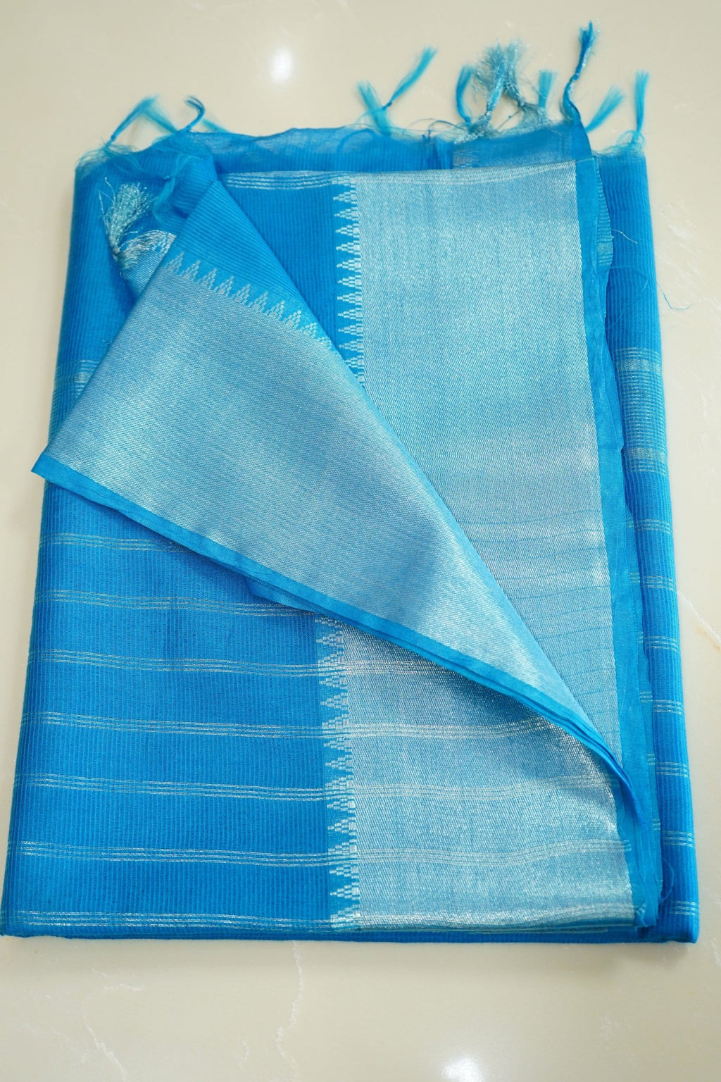 Skyline Glow – Semi Mangalagiri Saree - Thoranam Sarees