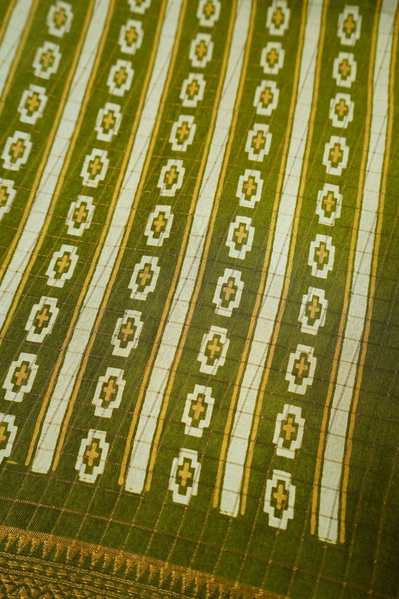 Verdant Ikat – Bamboo Cotton Silk Saree - Thoranam Sarees